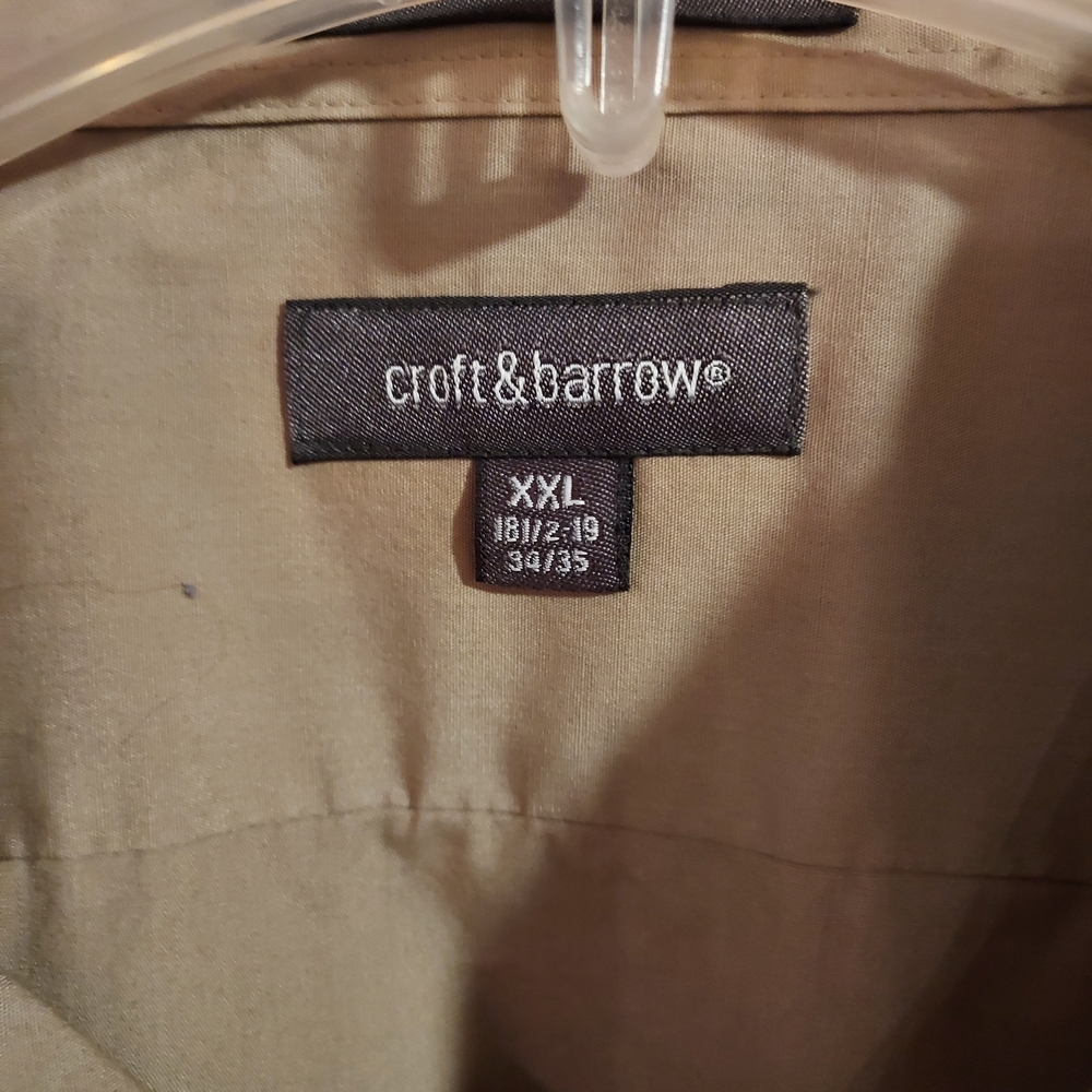 Croft & Barrow - Button-Down, Men's Shirt, XXL, Long Sleeve, Mode (Dark) Beige. - Picture 4 of 11